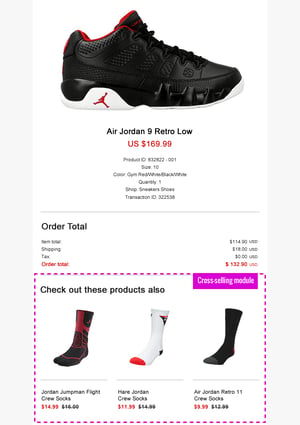Email de cross-selling automatisé B2C - suggestions de produits complémentaires après un achat