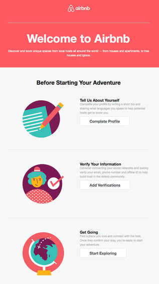 Exemple d'email de bienvenue en marketing automation B2C - premier contact entre marque et prospect