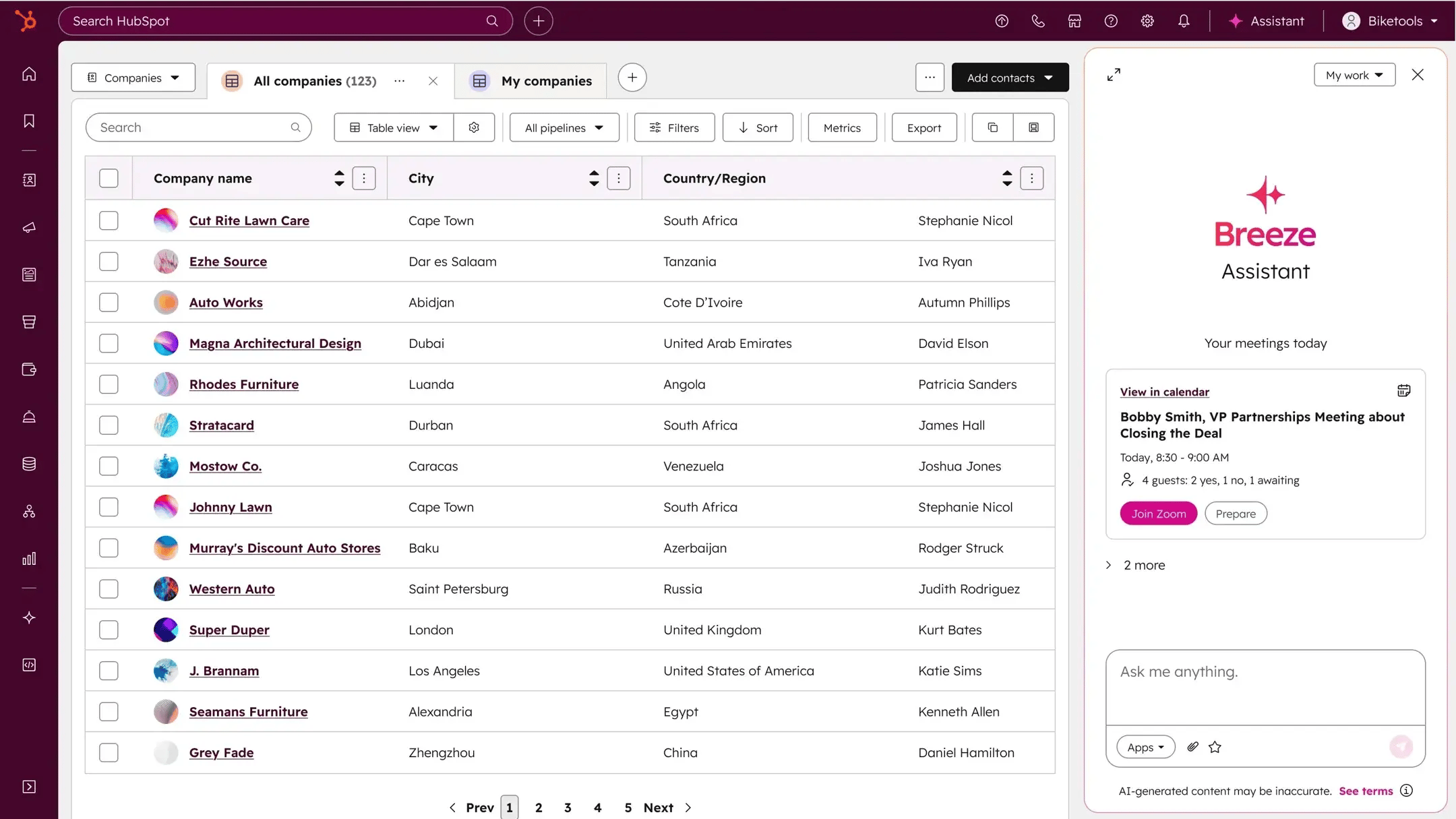 HubSpot crm Breeze Assistant