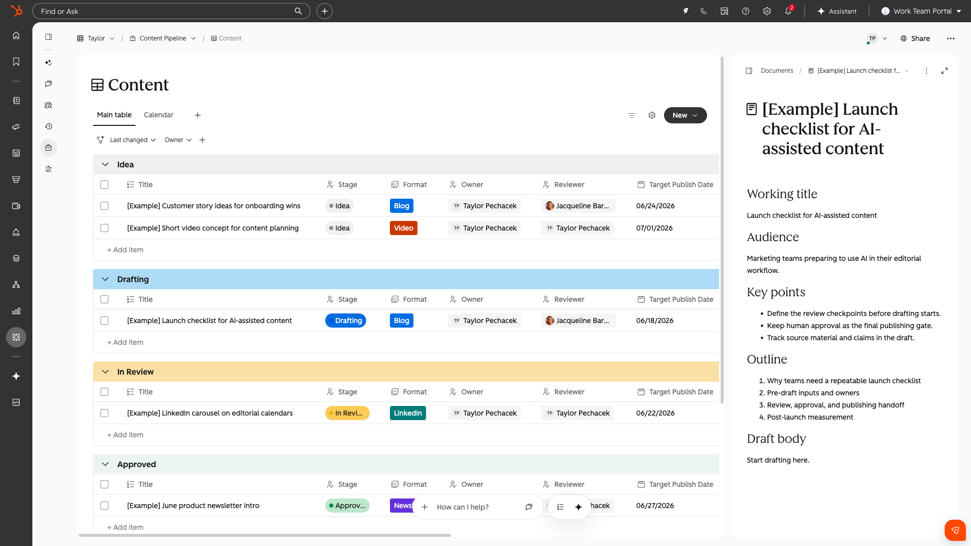 HubSpot Teamwork — workspace de gestion de projet AI-first dans le CRM